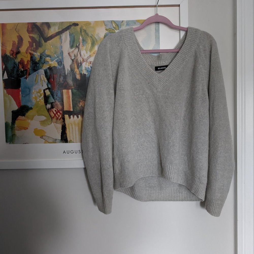 EUC - 100% Wool Cashmere Blend NAADAM V-Neck Pullover Sweater